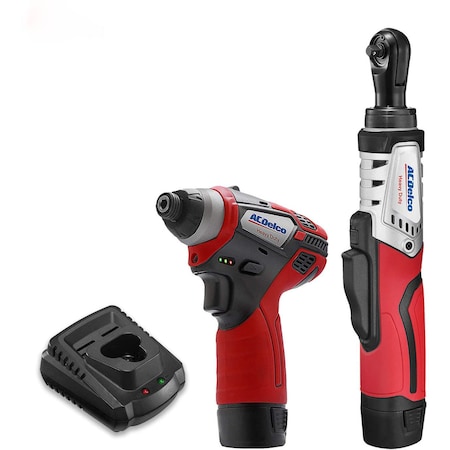 Acdelco G12 K4 Combo 1/4" BLDC Ratchet, 1/4"Impact Driver 2-battery ARW12102-K4